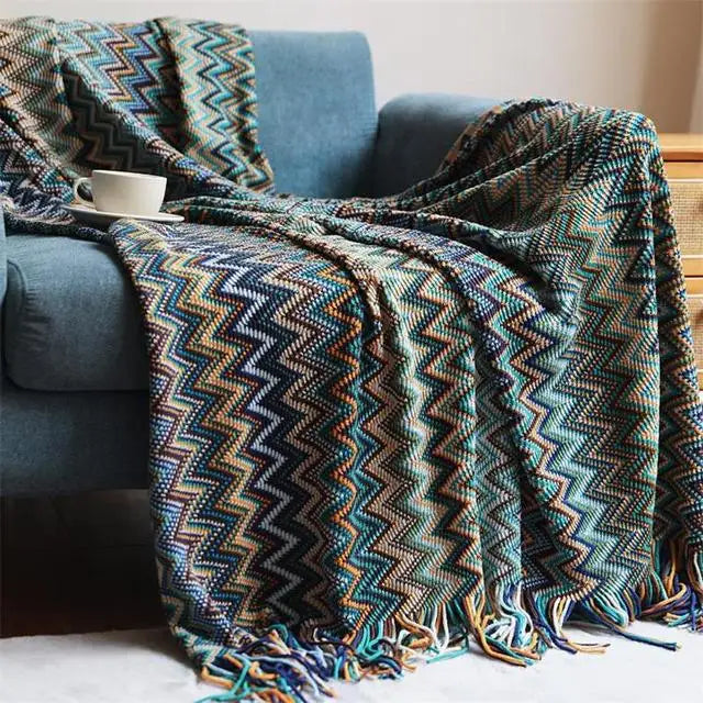 The Sunbeam Throw: Retro Bohemian Knitted Blanket