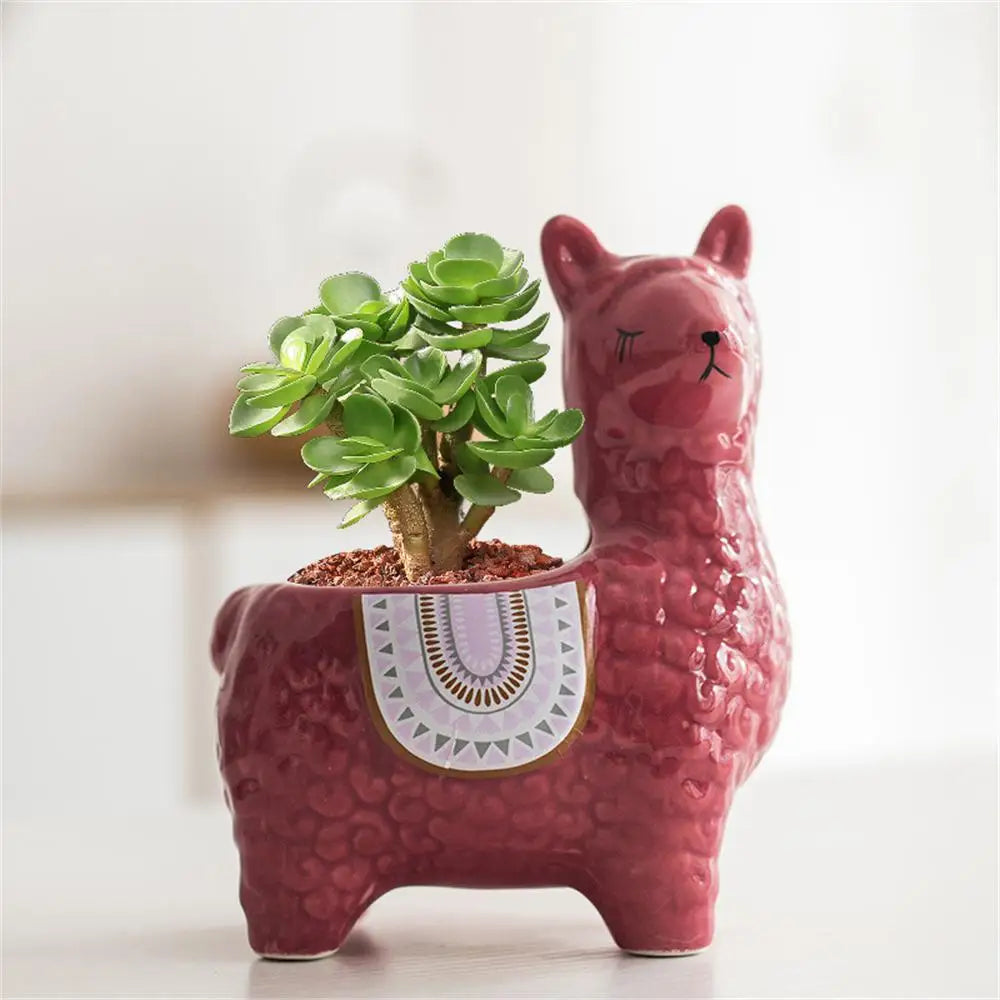 Alpaca Succulent Planter Pot – Cute Ceramic Animal Planter for Small Plants & Home Décor 🌵🦙