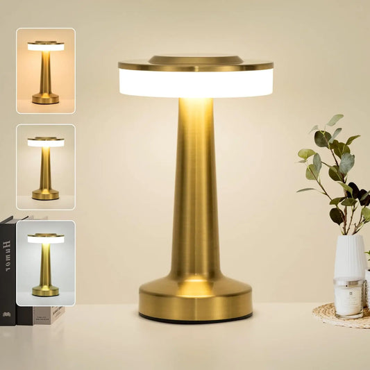 Retro LED Table Lamp - USB Rechargeable, Dimmable Night Light for Home, Bar, and More