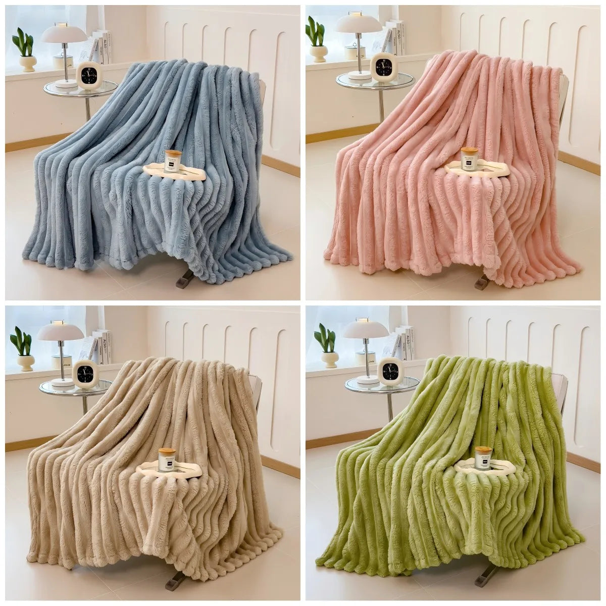 🧶The Cozy Companion: Solid Wide-Stripe Multifunctional Blanket