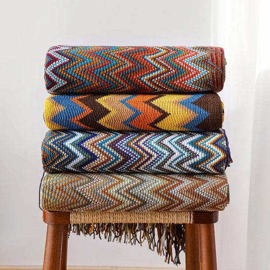 The Sunbeam Throw: Retro Bohemian Knitted Blanket