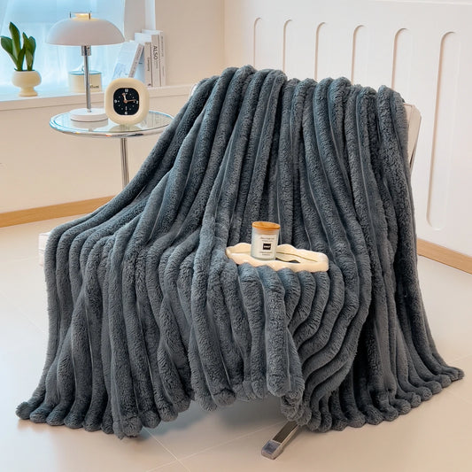 🧶The Cozy Companion: Solid Wide-Stripe Multifunctional Blanket