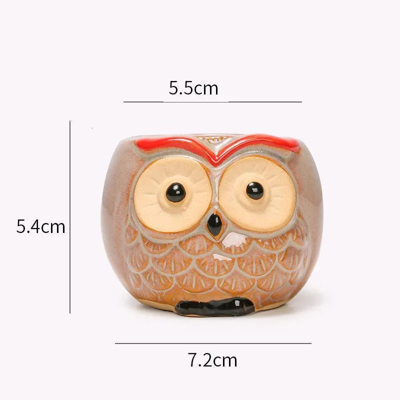 Hootiful Charm – Ceramic Owl Mini Flower Pot for Succulents & Cacti, Cute Décor for Home, Office, and Gifting 🦉🌱