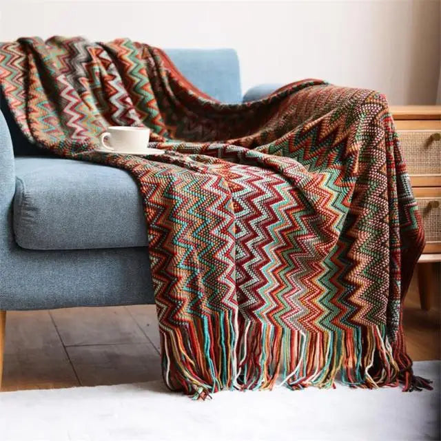 The Sunbeam Throw: Retro Bohemian Knitted Blanket