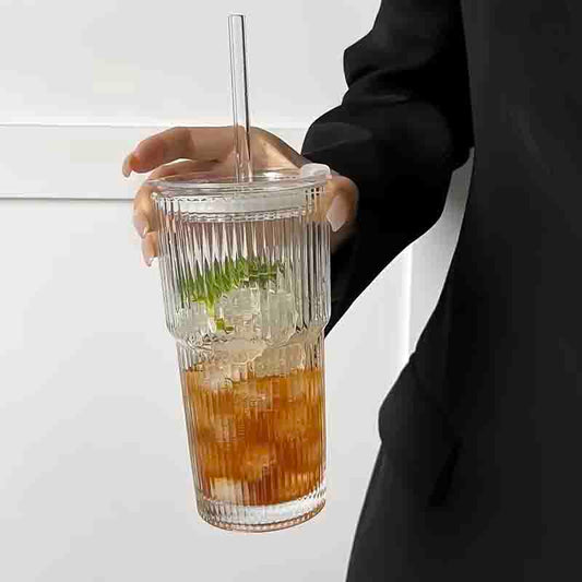 Stripe Glass Cups – Sip, Relax, Repeat 🌿