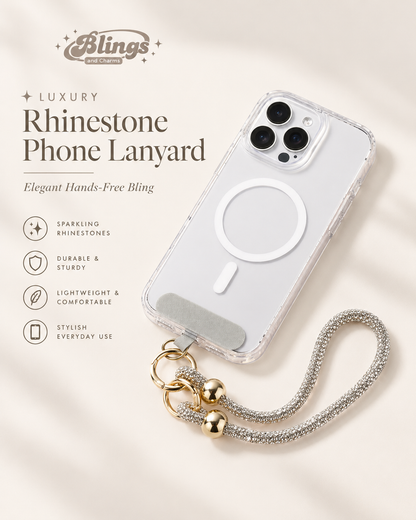 Luxury Rhinestone Wristlet Strap – Sparkling Hands-Free Charm, Silver