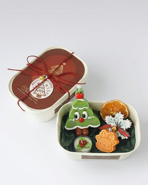 Woodland Friends Christmas candle gift box on white