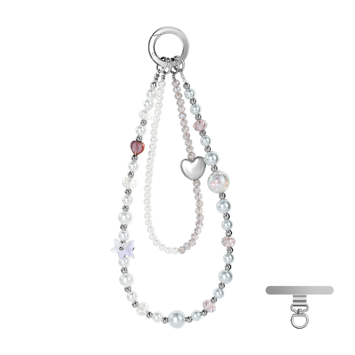 Twilight Purple Star beaded phone wristlet with metal tether pad