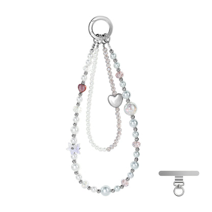 Twilight Purple Star beaded phone wristlet with metal tether pad