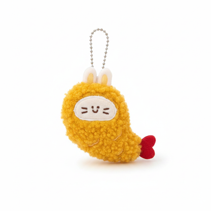 Fried Shrimp Bunny Plush Keychain — Clean Product Shot