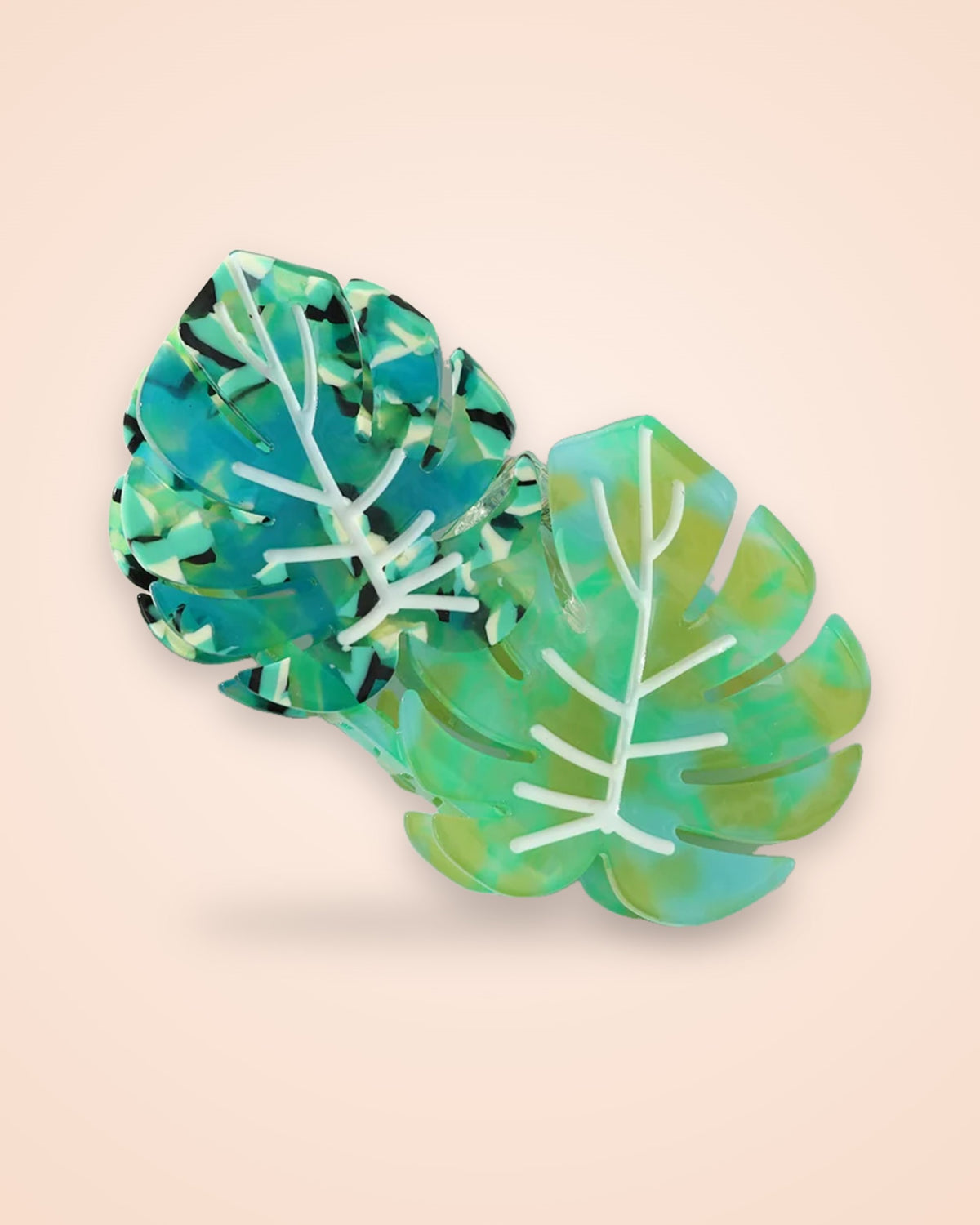 Lagoon Monstera teal and green monstera leaf acetate claw clip