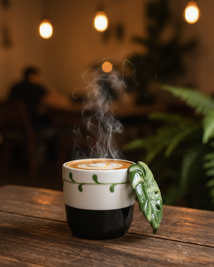 Monstera Mug Cafe Lifestyle