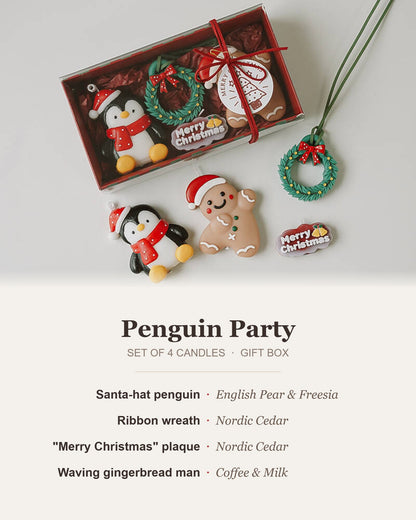 Penguin Party Christmas candle gift set contents and scents