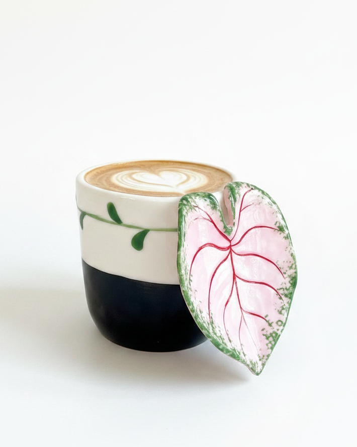 Pink Caladium Ceramic Mug Clean Product Shot