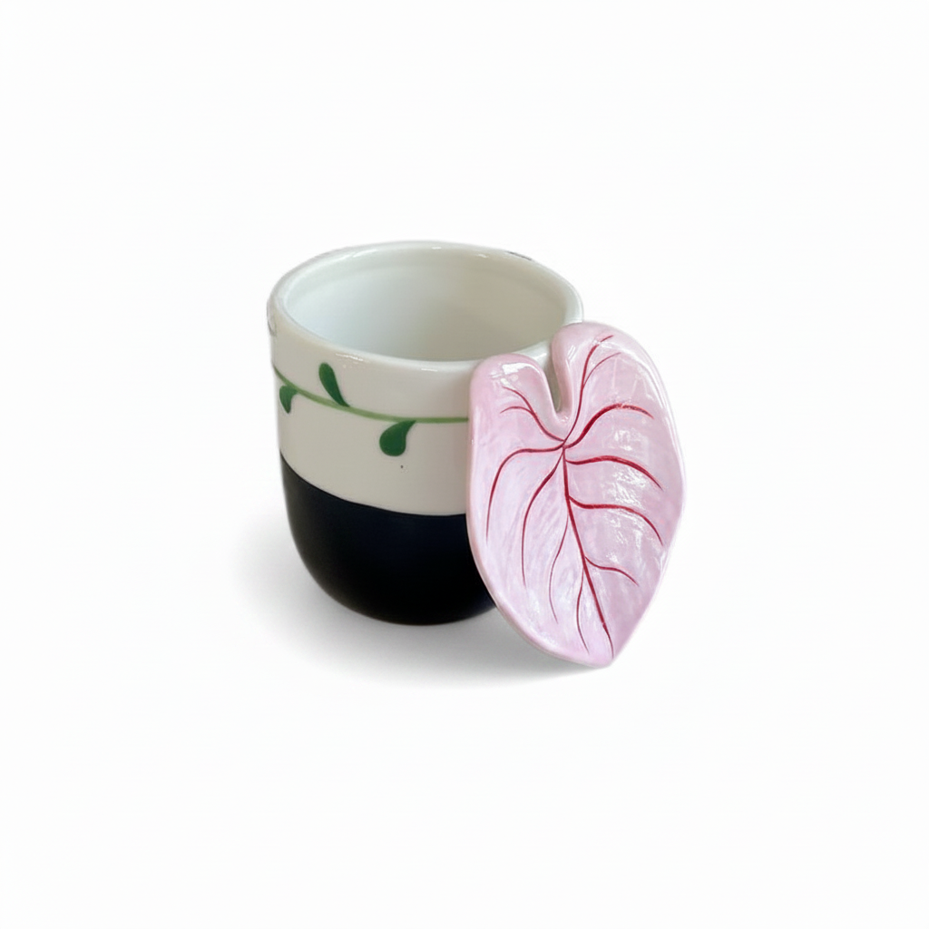 Pink Caladium Ceramic Mug with Shadow