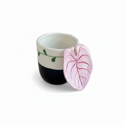 Pink Caladium Ceramic Mug with Shadow
