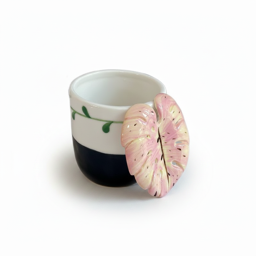 Pink Monstera Ceramic Mug Clean Product Shot