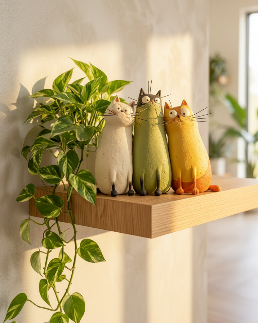 Quirky Cat Vase Lifestyle – Shelf