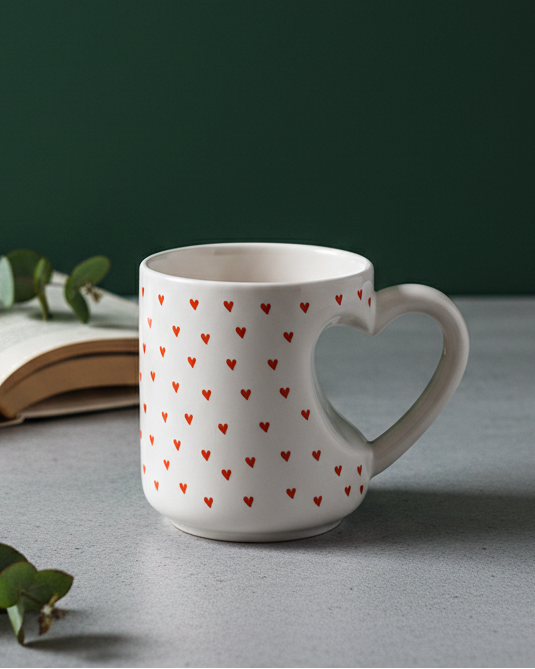 Red Heart Mug – Moody Café Lifestyle