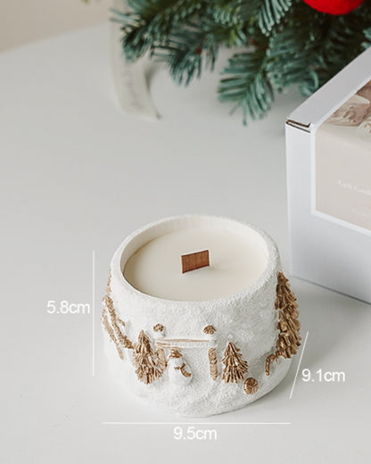 Snow Village Christmas candle size guide shown with its gift box