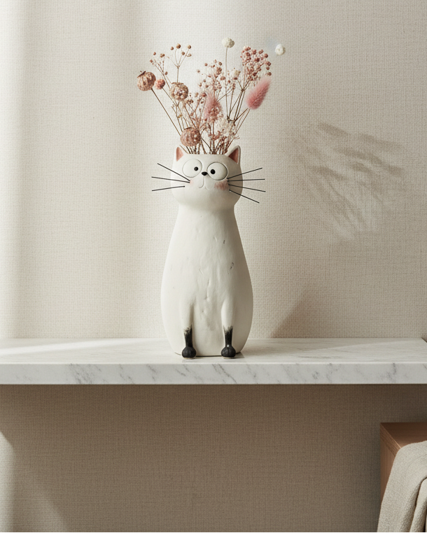 White Cat Vase Lifestyle