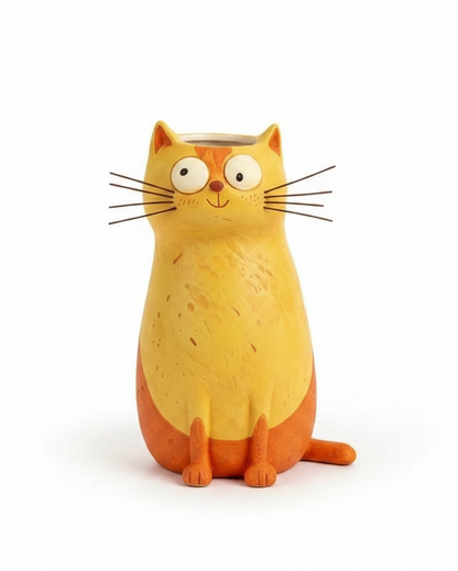 Yellow Cat Vase – Clean Product Shot
