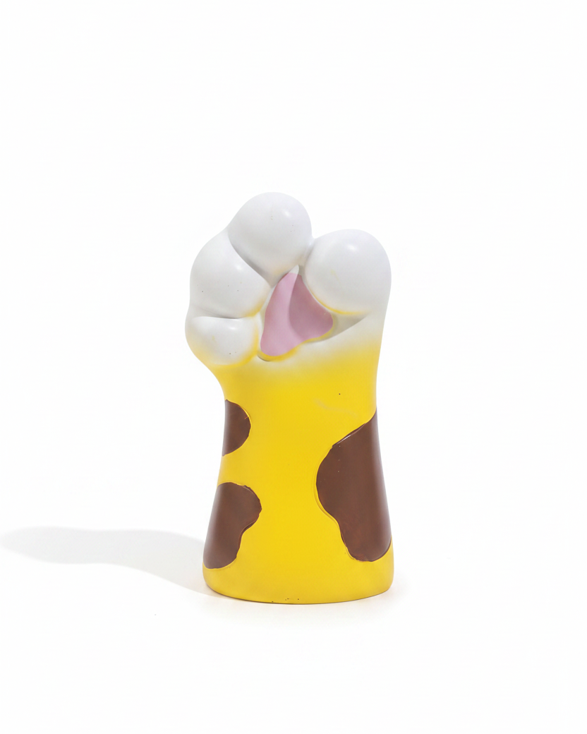 Yellow Cow-Print Cat Paw Vase – Clean Background
